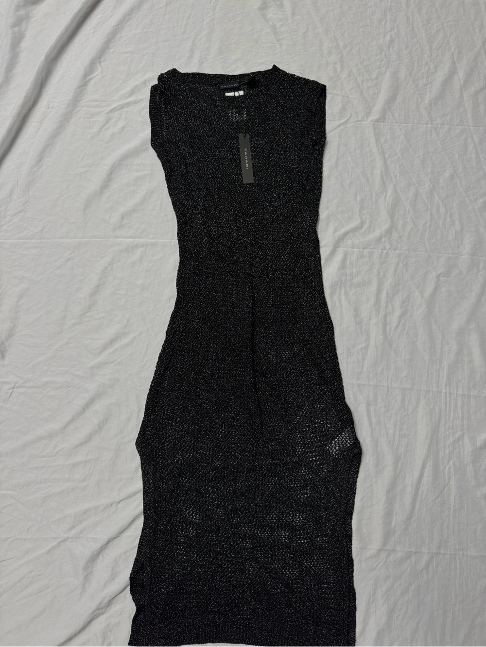 Tahari Black Metallic Midi Dress